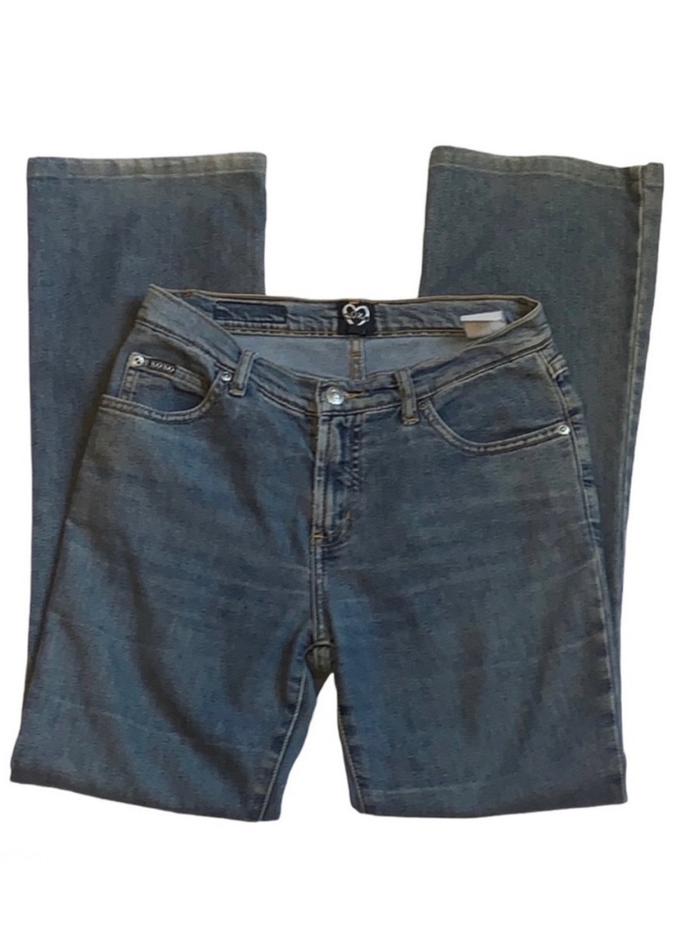 XOXO Y2K Whisker Front Dark Wash Flare Bootcut Jeans 4 Mid Rise Vintage Moto